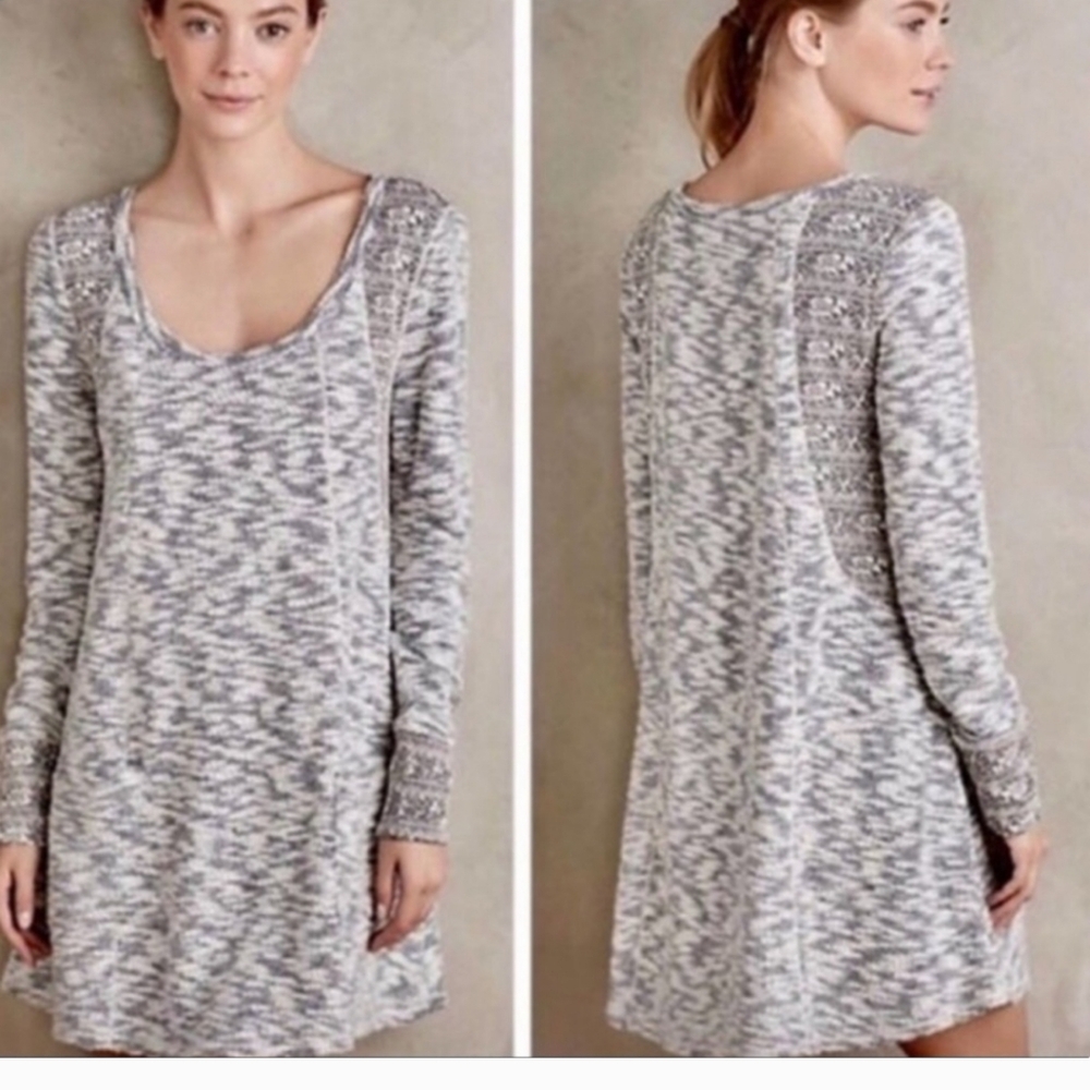 Anthropologie Saturday Sunday Womens Shift Dress Size small Gray BOHO Casual
